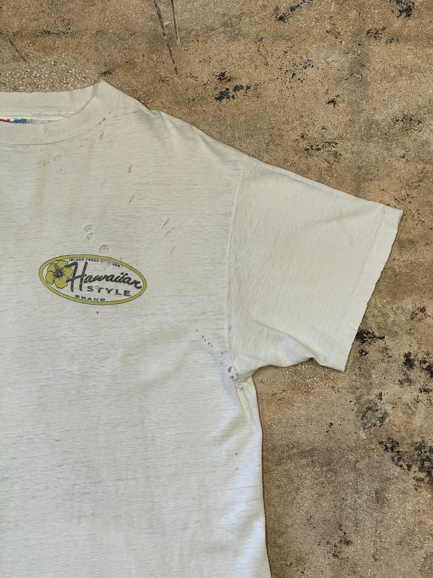 80s Hawaiian Style Brand White Tee