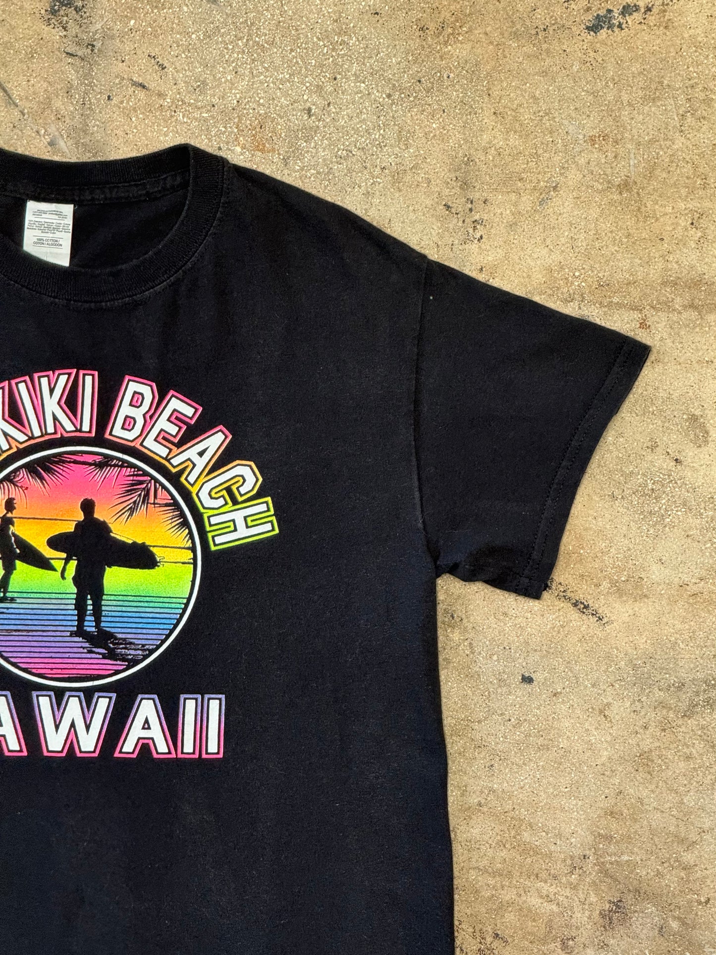 Y2K Waikiki Beach Hawaii Neon and Black Tee