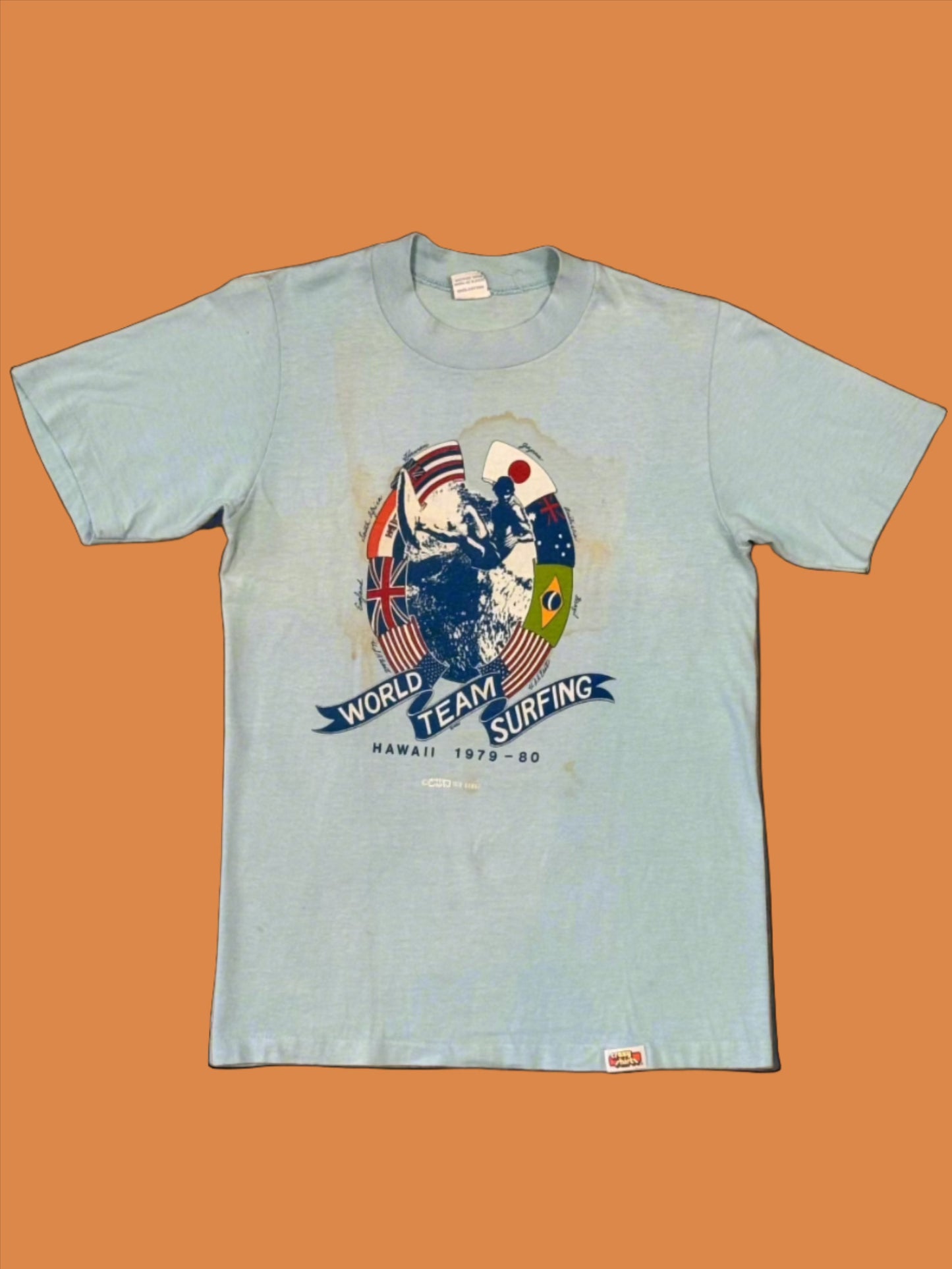 1979 Crazy Shirts World Team Surfing Hawaii Blue Tee