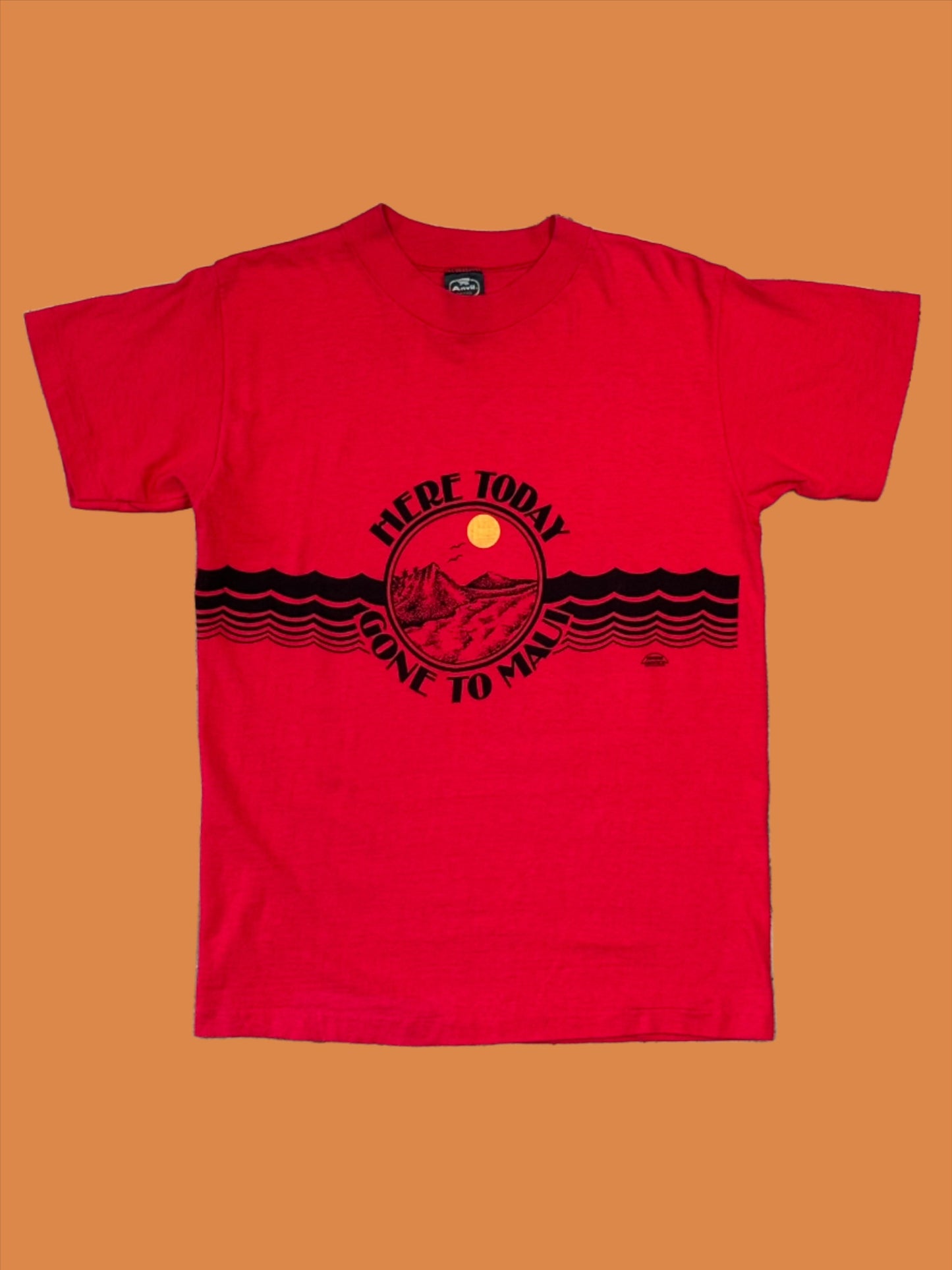 1980s Red Here Today Gone To Maui Tee