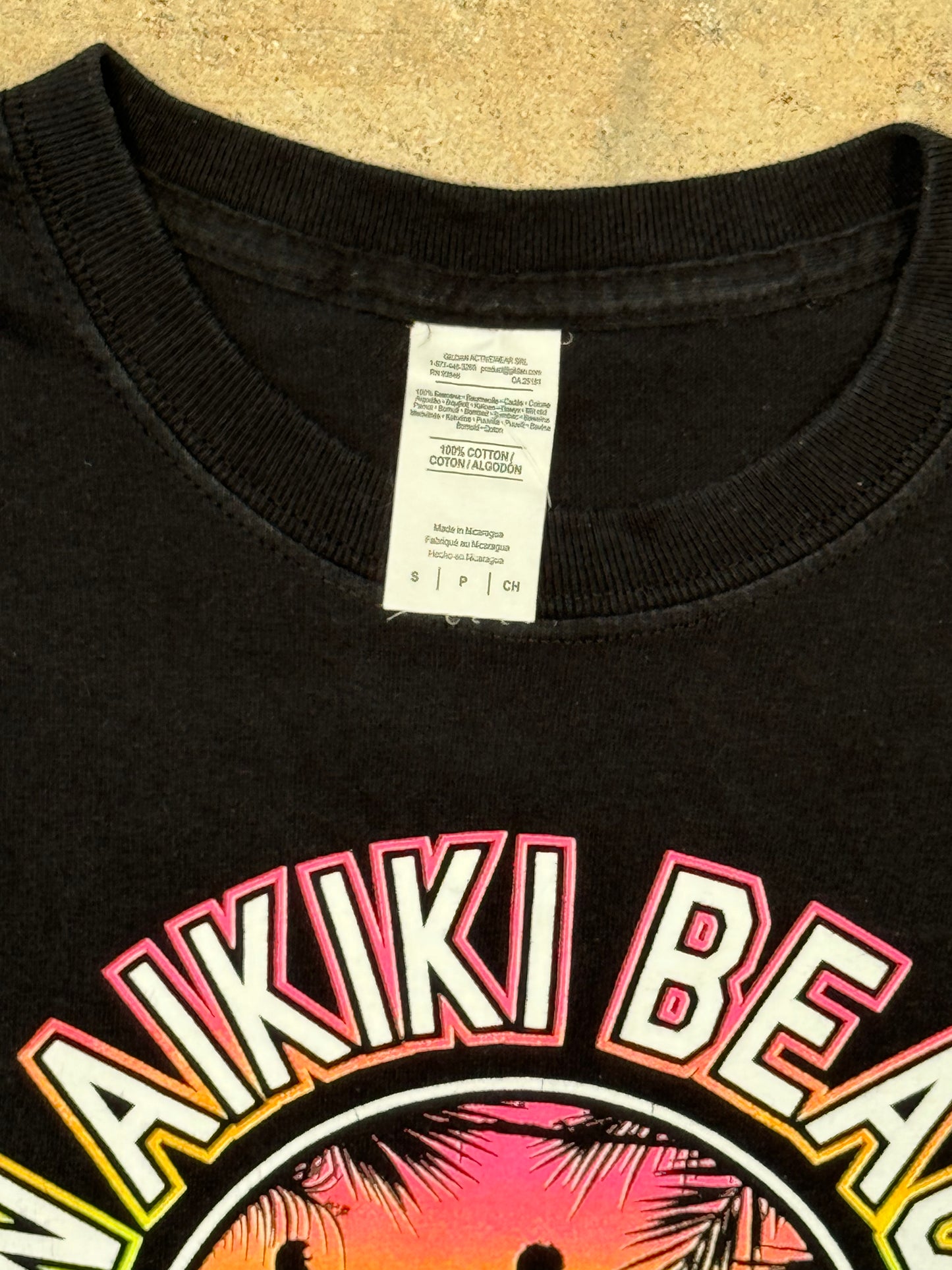 Y2K Waikiki Beach Hawaii Neon and Black Tee