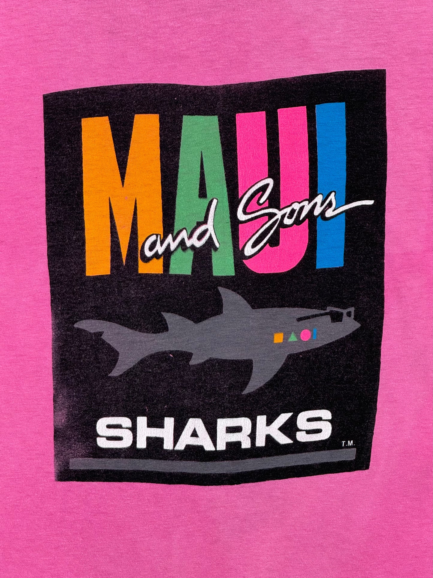 1980s Maui and Sons Sharks Purple Tee