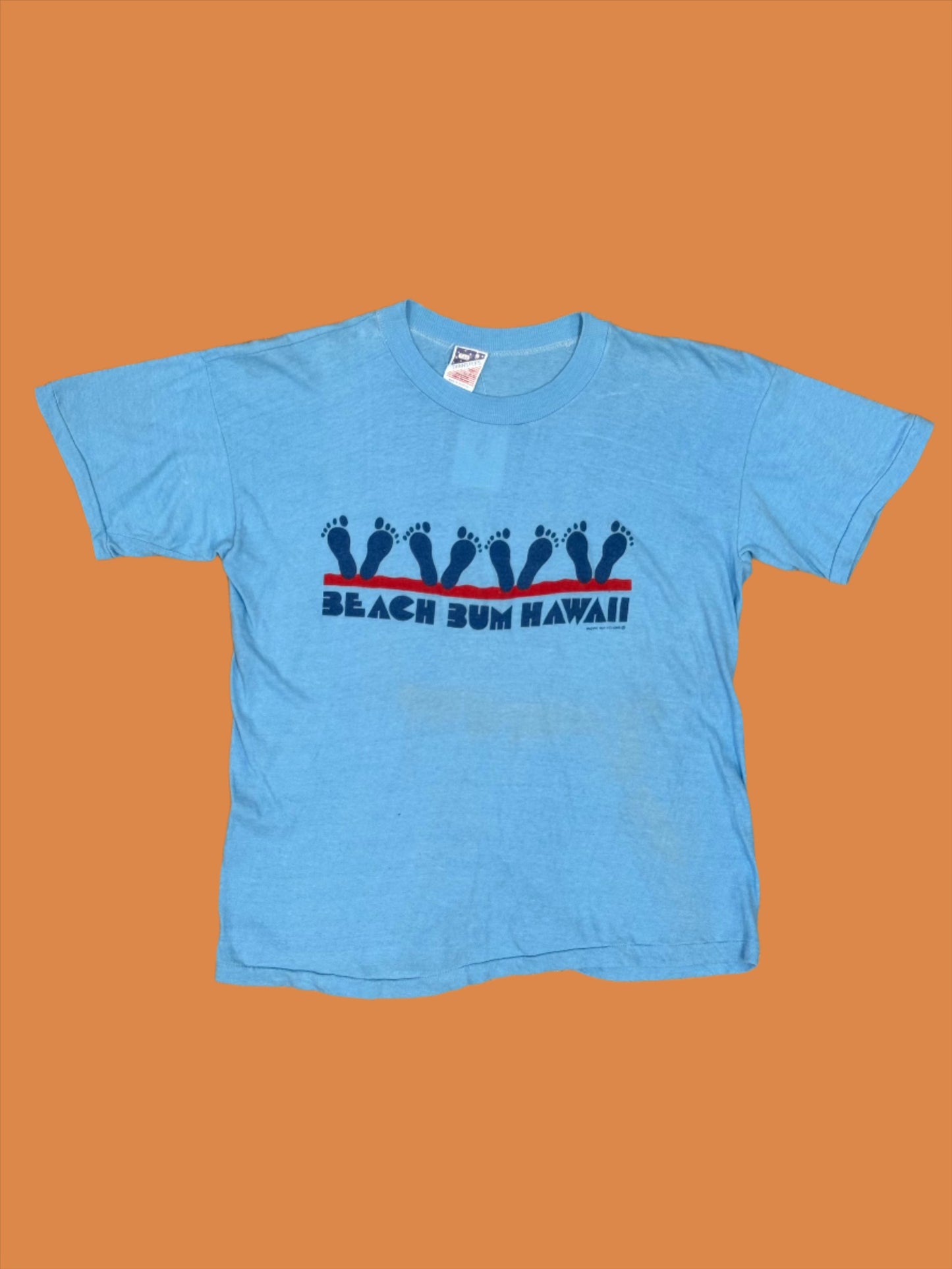 1970s Beach Bum Hawaii Blue Tee