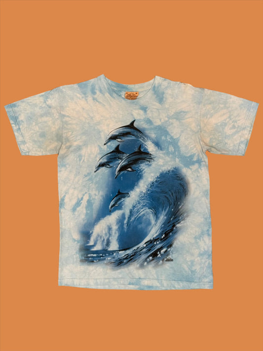 1990s Blue Tie Dye Dolphin Tee