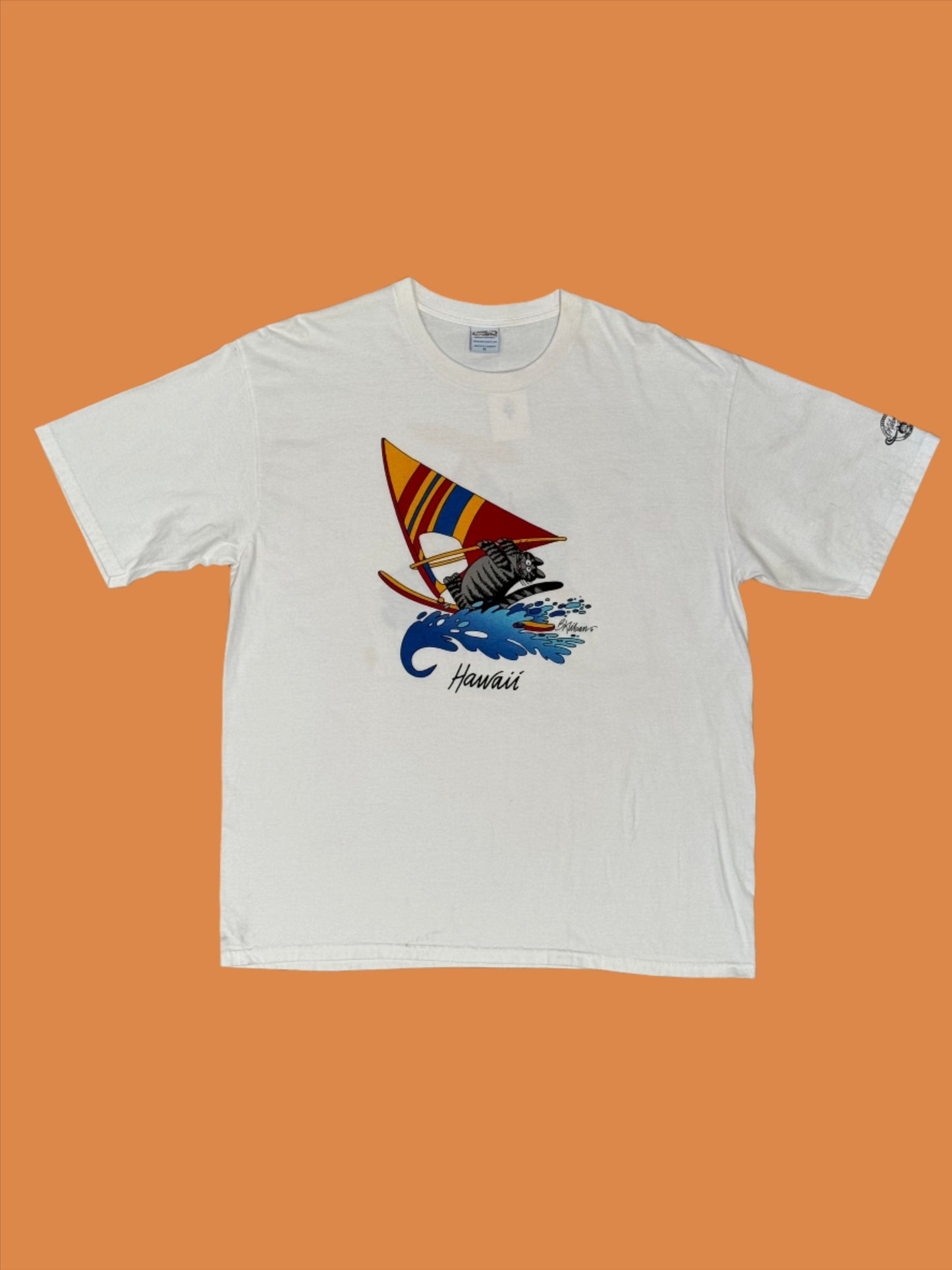 Y2K Kliban Paragliding Cat White Tee