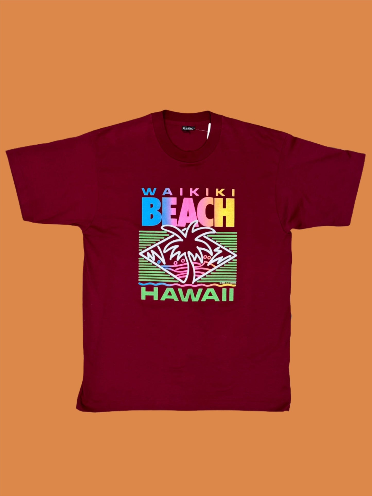 1988 Waikiki Beach Burgundy Tee