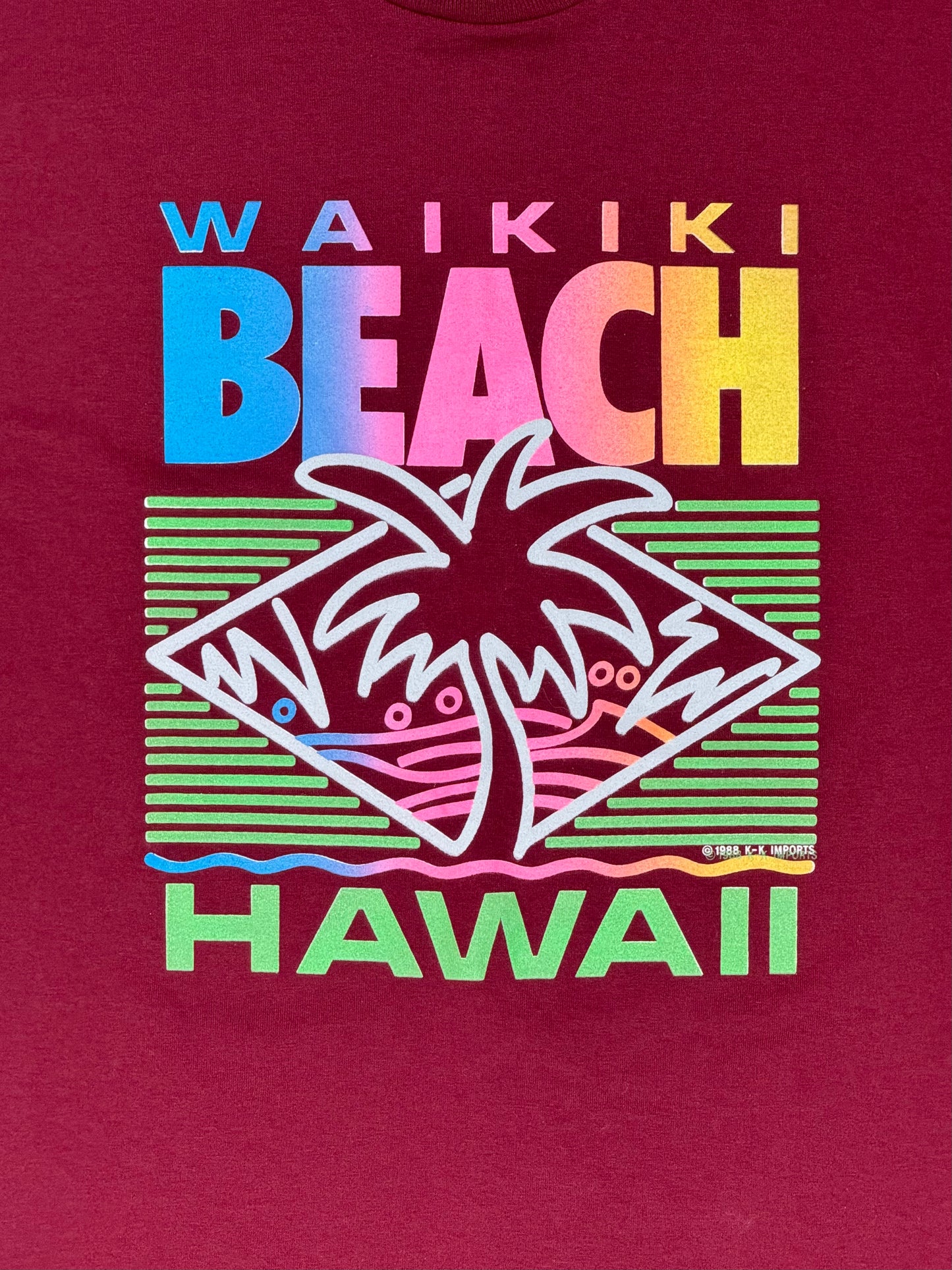 1988 Waikiki Beach Burgundy Tee